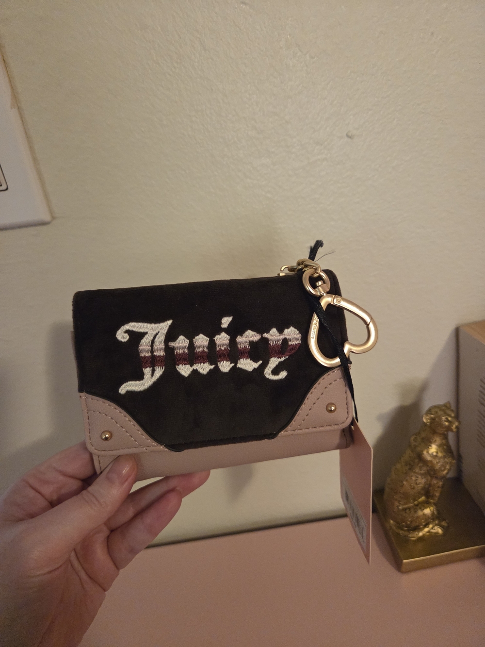 Juicy Couture Brown And Pink Double-Sided Trifold Wallet